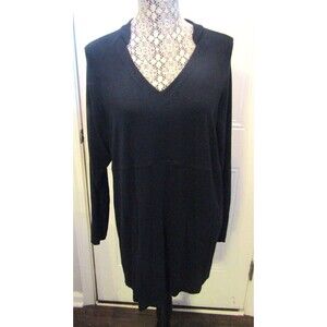 Cabi Tunic Dress Black V Neck Hi Low Pullover Long Sleeve Womens Size M